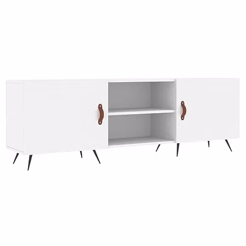vidaXL Modern White TV Cabinet with Media Compartments, W: 150 cm, D: 30 cm, H: 50 cm