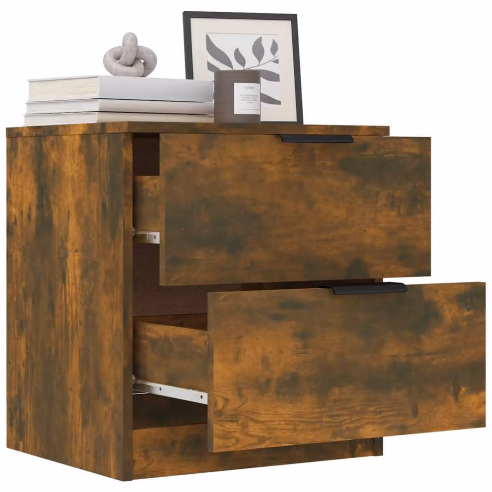 Berkfield Home Elegant Bedside Cabinets, Set of 2, Smoked Oak Brown Engineered Wood – 4