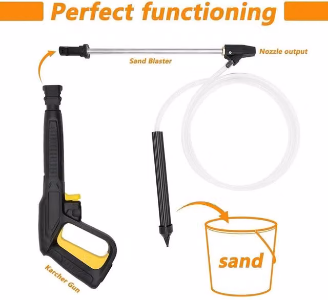 FLAVORA Pressure Washer Wet Sandblasting Nozzle Kit in Black with Brass Components, 100 g