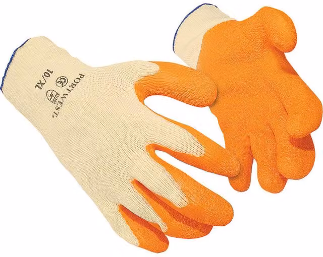Portwest Men's Fortis Grip Cotton Workwear Safety Gloves in Orange, Size: Large