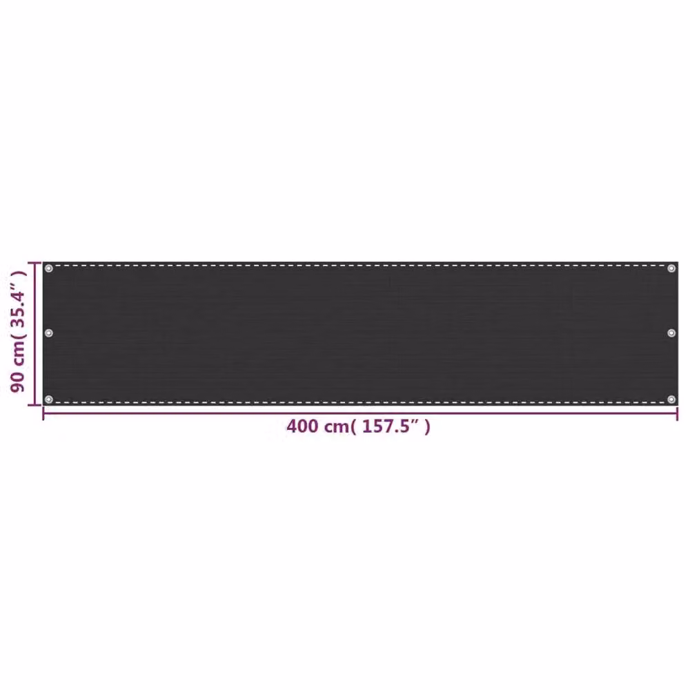 Berkfield Home Semi-Transparent Fabric Balcony Screen in Anthracite Black, W/H: 90 x 400 cm – 2