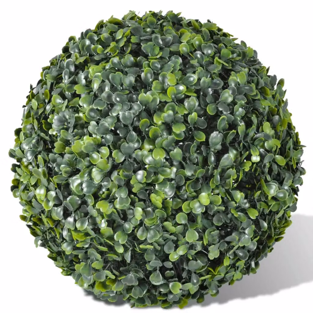 Berkfield Home Green Boxwood Ball Artificial Leaf Topiary, 2 Pack, Diameter: 35 cm – 2