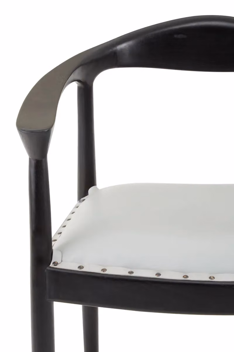 Orsina Kendari Open Back Grey Leather Dining Chair with Teak Wood Frame – 4