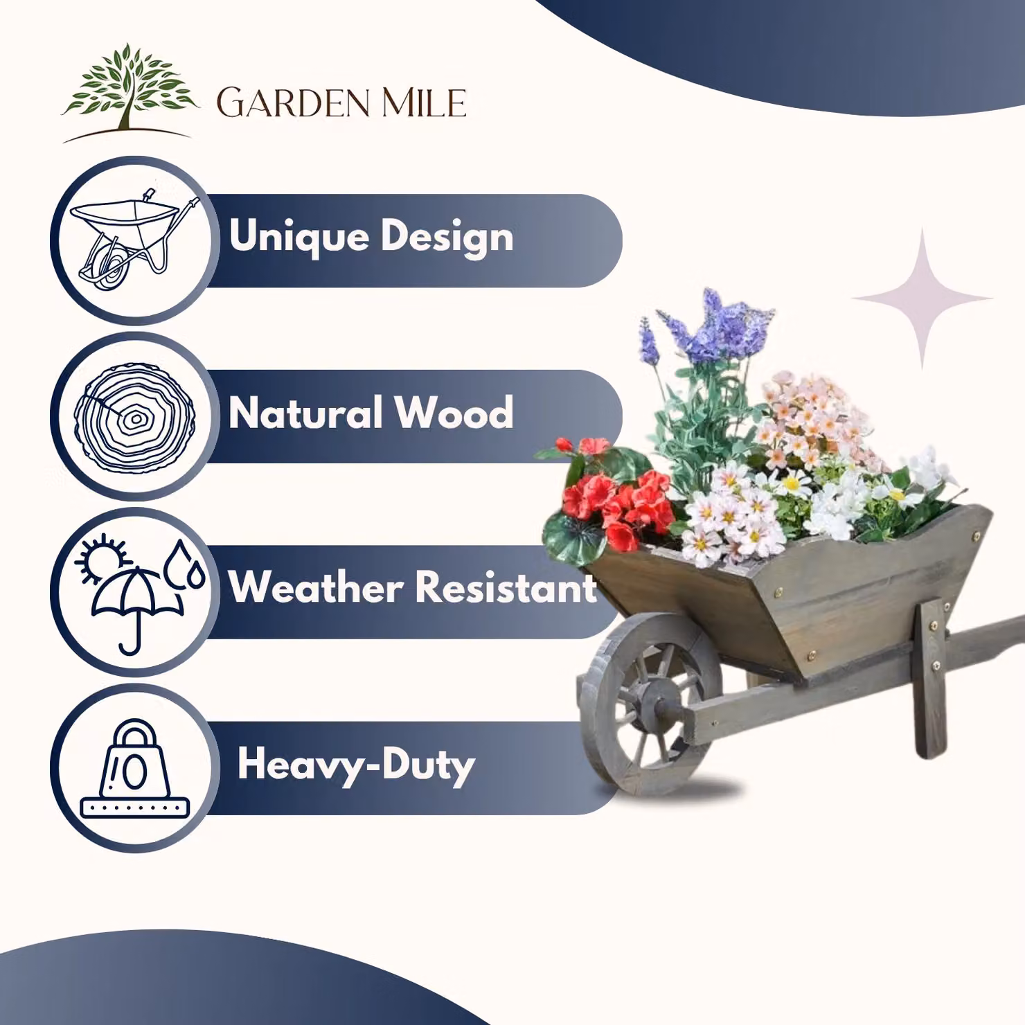 Marco Paul Large Wheelbarrow Flower Garden Planter, Grey – 3