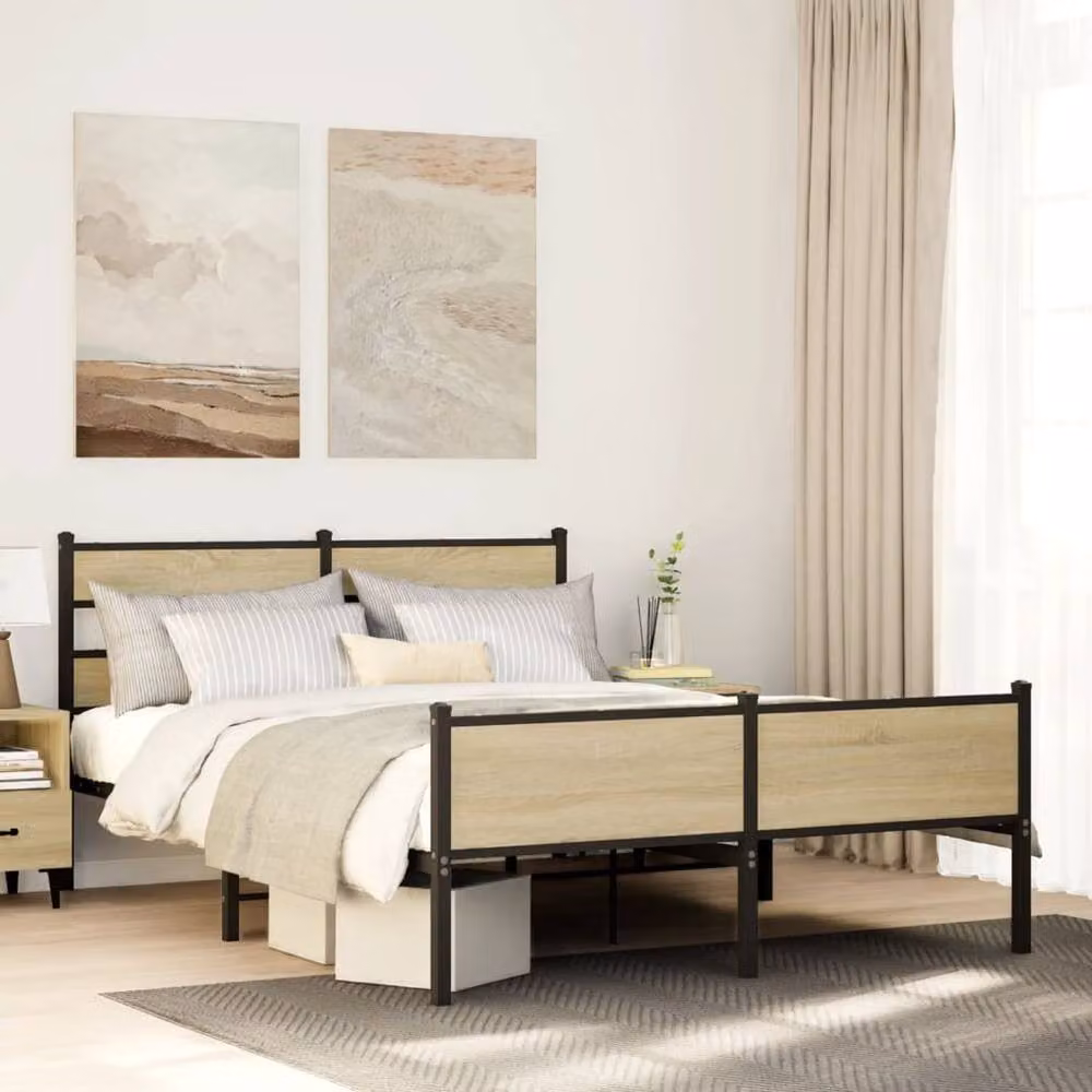 Berkfield Home Bed Frame in Sonoma Oak Brown, W/D/H: 140 x 200 x 91.5 cm – 2