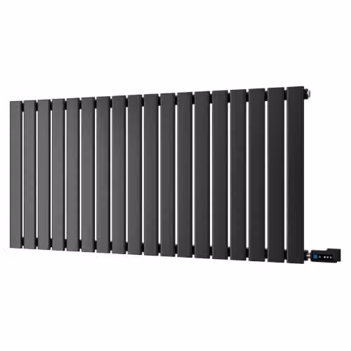 UK Radiators Typhoon Black Horizontal Designer Electric Radiator with WIFI and App Control W: 122.4 cm, H: 60.0 cm – 2