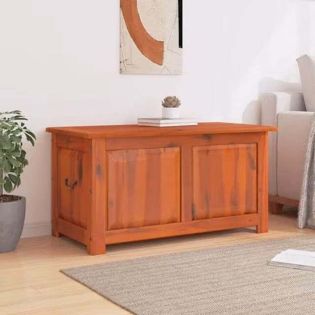 Berkfield Home Rustic Brown Acacia Wood Storage Chest with Lid