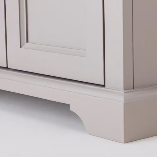 Statement Furniture Florence Display Cabinet in Dove Grey with Brushed Acacia Wood Top, 2 Drawers and 2 Glass Door Cupboard, W: 120 cm, H: 200 cm, D: 42 cm – 3