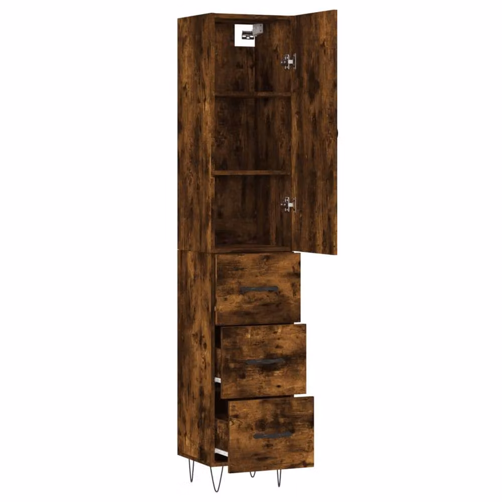 Berkfield Home Highboard in Smoked Oak Brown, W/D/H: 34.5 x 34.0 x 180.0 cm – 3