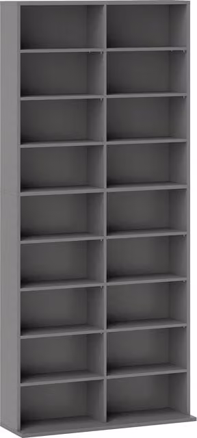 HOMCOM 640 CD Storage Tower in Grey with Adjustable Shelves and Media Compartments – 1