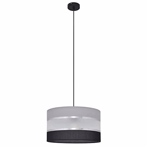 Netlighting Helam Cylindrical Pendant Ceiling Light in Grey, Silver and Black, Diameter: 35 cm