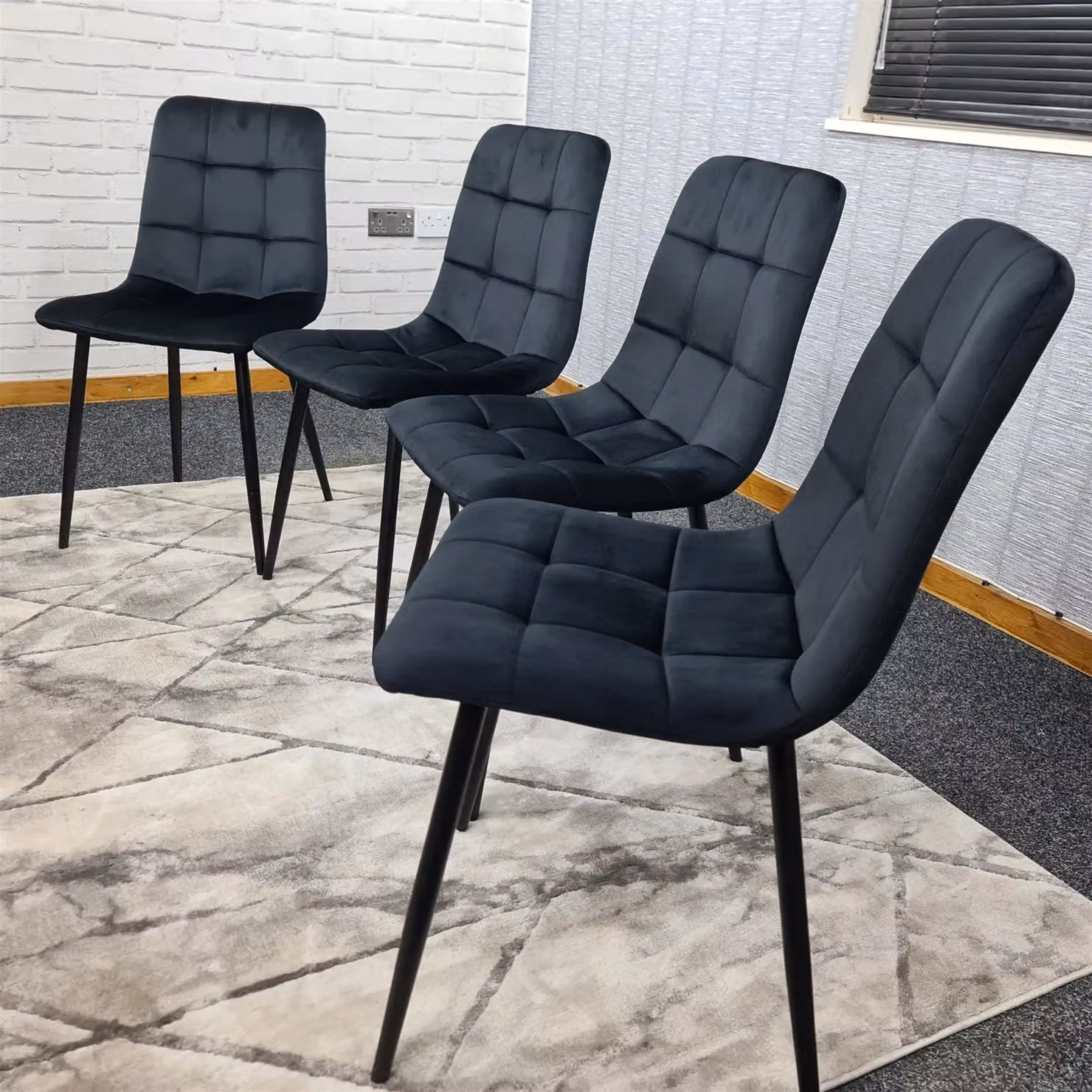 Kosy Koala Set of 4 Black Velvet Modern Dining Chairs with Metal Legs – 4