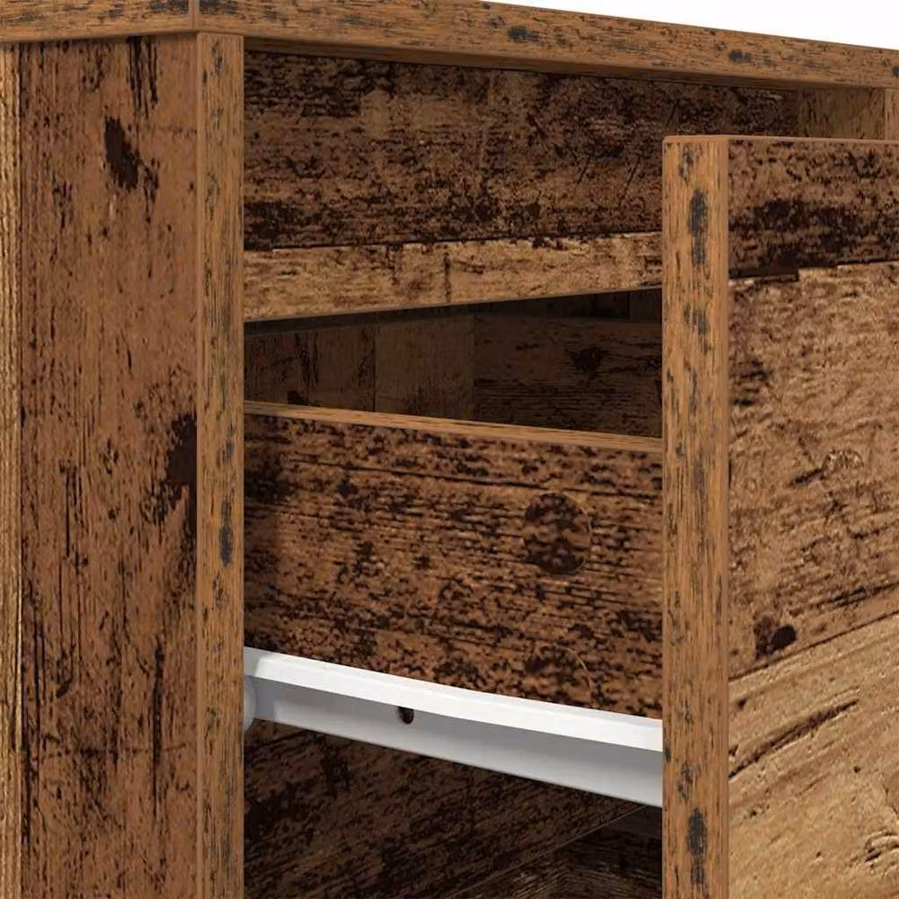 Berkfield Home Durable Bedside Cabinet with Integrated LED Lights in Old Wood, W/D/H: 38 x 34 x 65 cm – 8