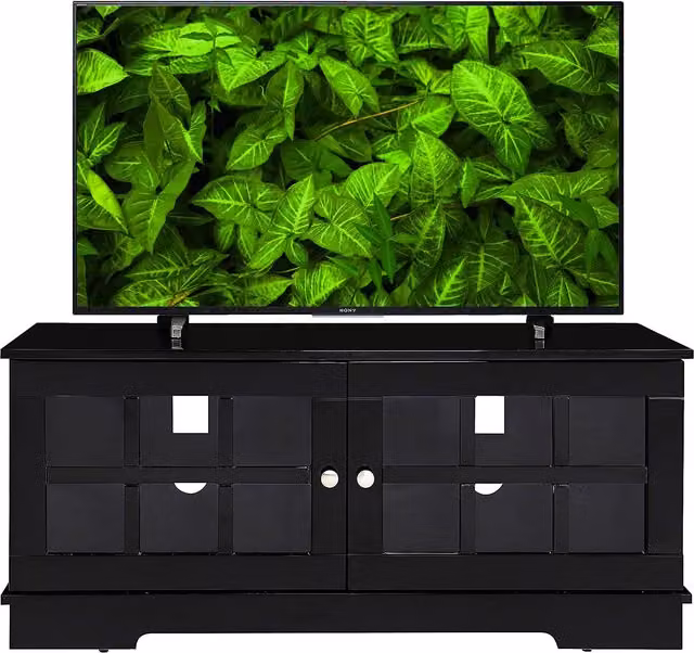 MDA Designs Hamilton Traditional Glossy TV Cabinet in Black and Silver, W: 110.0 cm, D: 40.0 cm, H: 48.0 cm