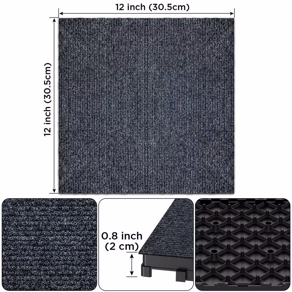 NIVOR 36 Grey Composite WPC Interlocking Decking Tiles, W/D: 30 x 30 cm – 2