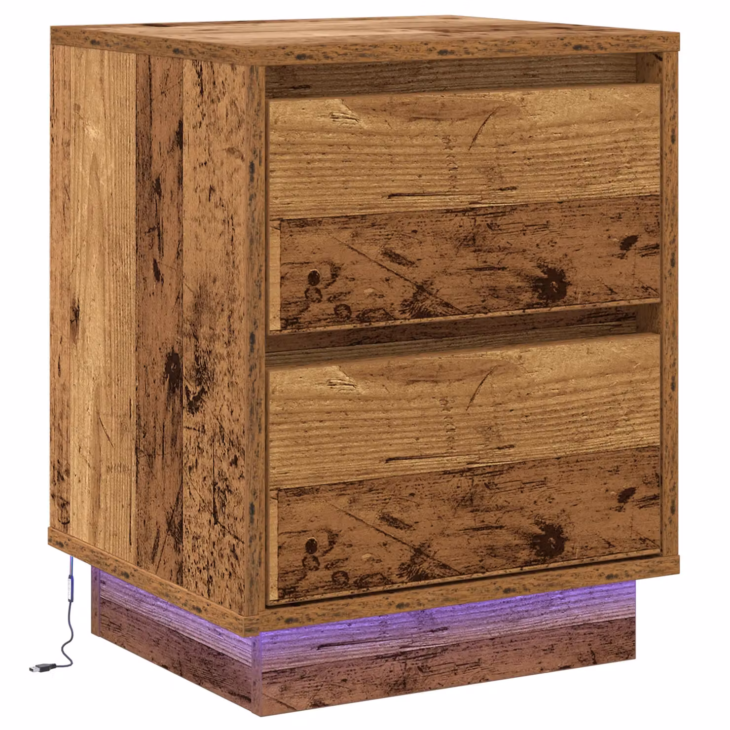 Berkfield Home Set of 2 Rustic Brown Wood Bedside Cabinets with Integrated LED Lights, W/D/H: 39 x 34.5 x 50 cm – 5