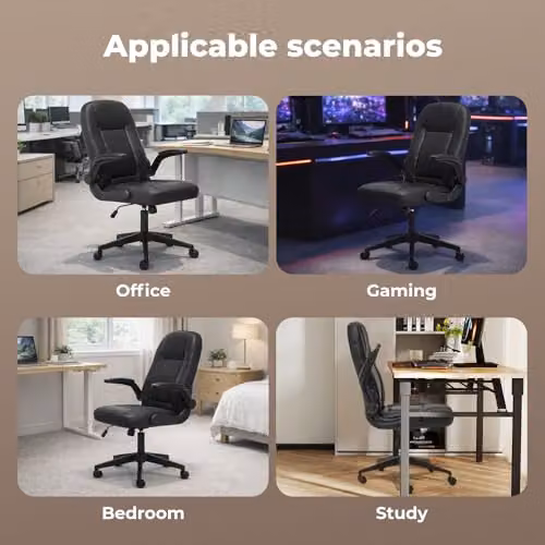 Levede Ergonomic Executive Office Chair in Black with Synthetic Leather and Flip-Up Armrests – 7