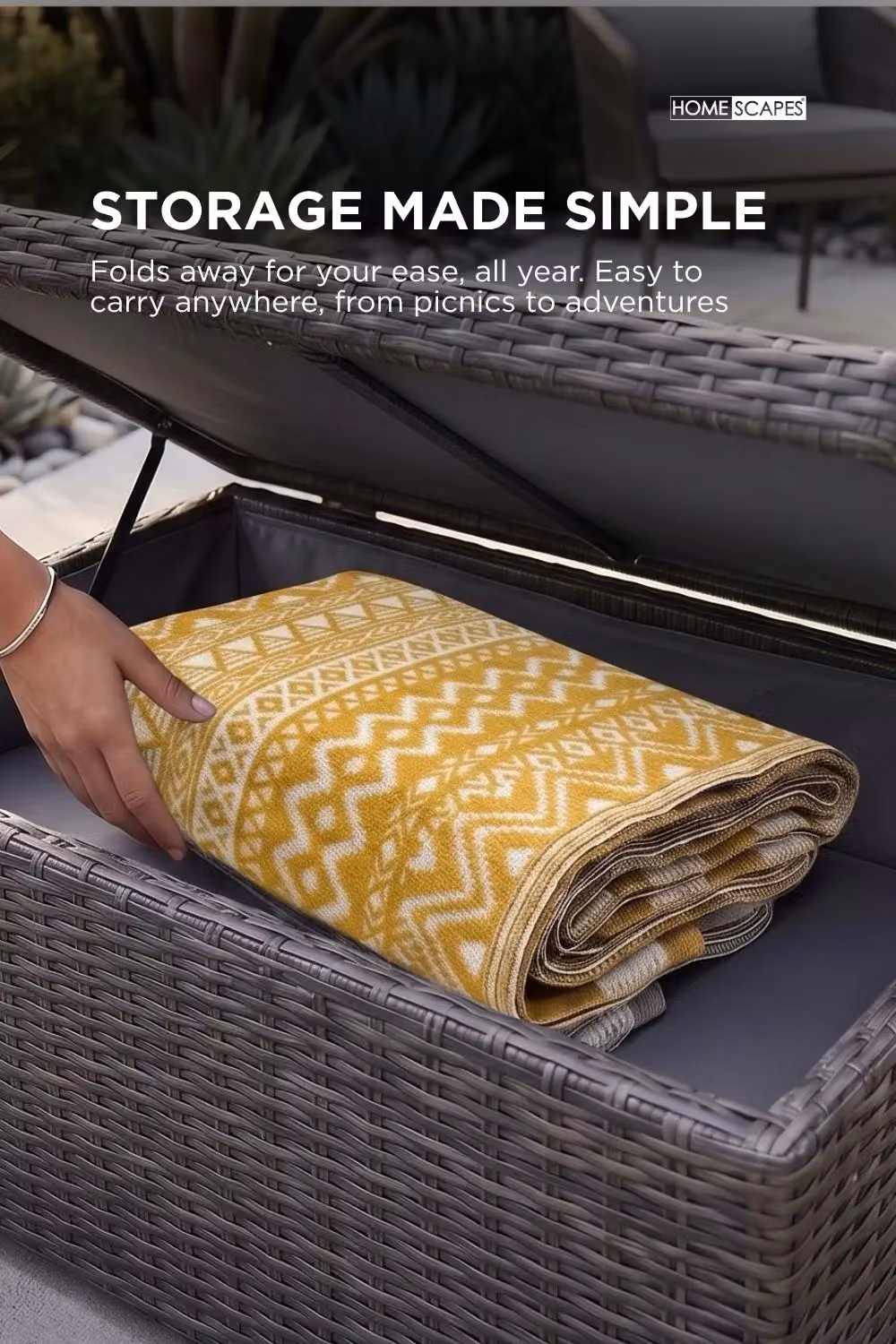 Homescapes Anna Aztec Luxury Outdoor Rug in Yellow and White, W/D: 120 x 180 cm – 3