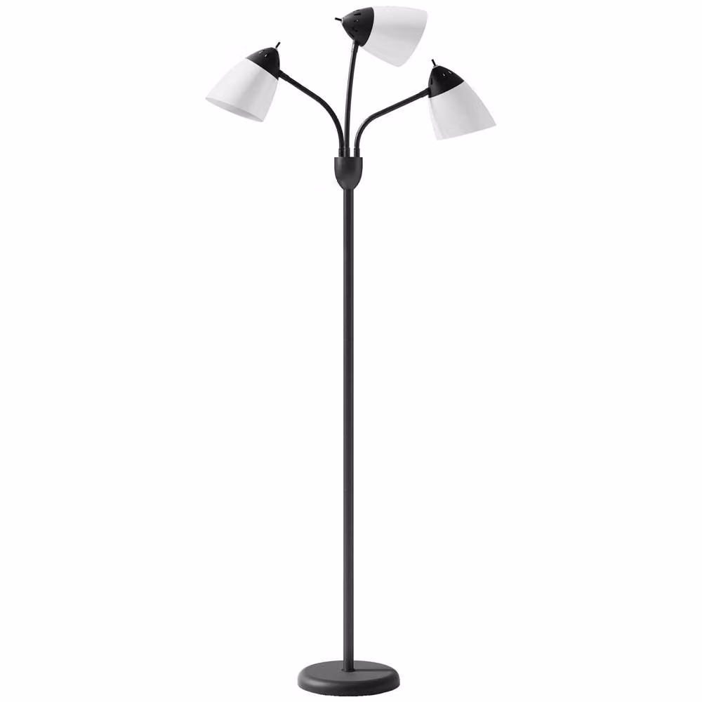 Wyld Haus Black Metal Arc Floor Lamp with 3 Rotating Adjustable Heads – 2