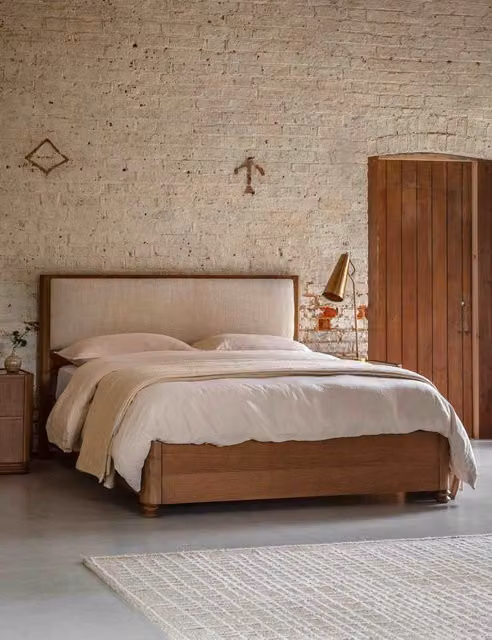Gallery Direct Dempsey Bed in Brown and Beige Mix with Oak and Pine Wood Details