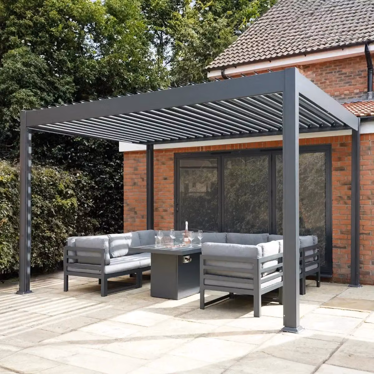 Monstershop Anthracite Aluminium Pergola in Grey, W: 300 cm, D: 300 cm, H: 250 cm – 5