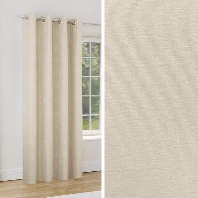 Enhanced Living Knightsbridge Blackout Chenille Eyelet Single Door Curtains in Beige