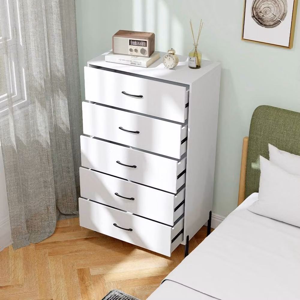 Kelvenix Modern Tall 5-Drawer Dresser in White – 2