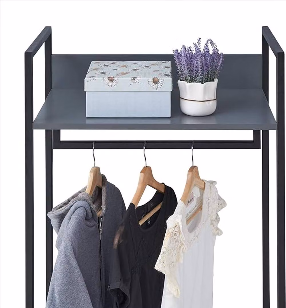 Timber Art Design Zahra Open Wardrobe with Two Drawers in Grey – 3