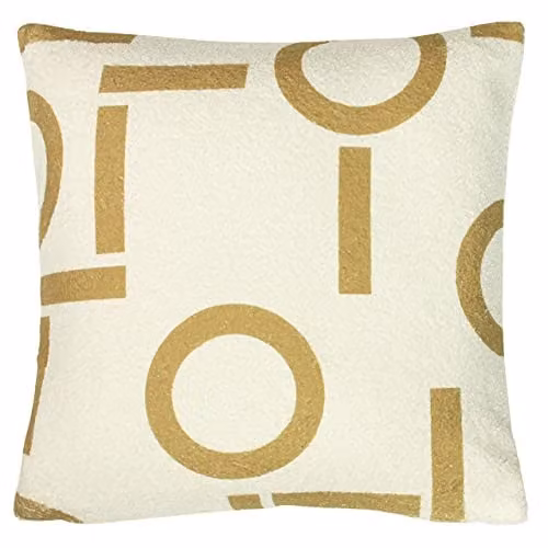 Furn Shearling Circa Geometric Fleece Cushion in Yellow, 43 x 43 cm