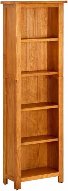 Berkfield Home 5-Tier Rustic Solid Oak Wood Bookcase in Brown, W/D/H: 45 x 22 x 140 cm