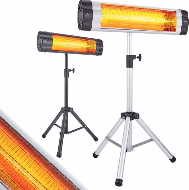AREBOS 2500W Infrared Radiant Heater with Stand, Silver