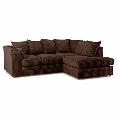 Furnishings For Less UK Luxor Right Hand Facing Corner Sofa in Chocolate Brown Jumbo Cord Fabric – 2