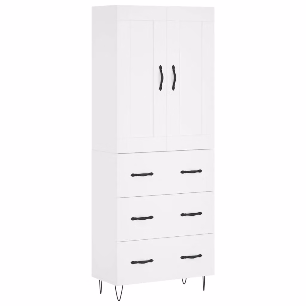 Berkfield Home Modern White Matt Highboard with Hinged Doors and Internal Shelves, W/D/H: 69.5 x 34 x 180 cm – 2
