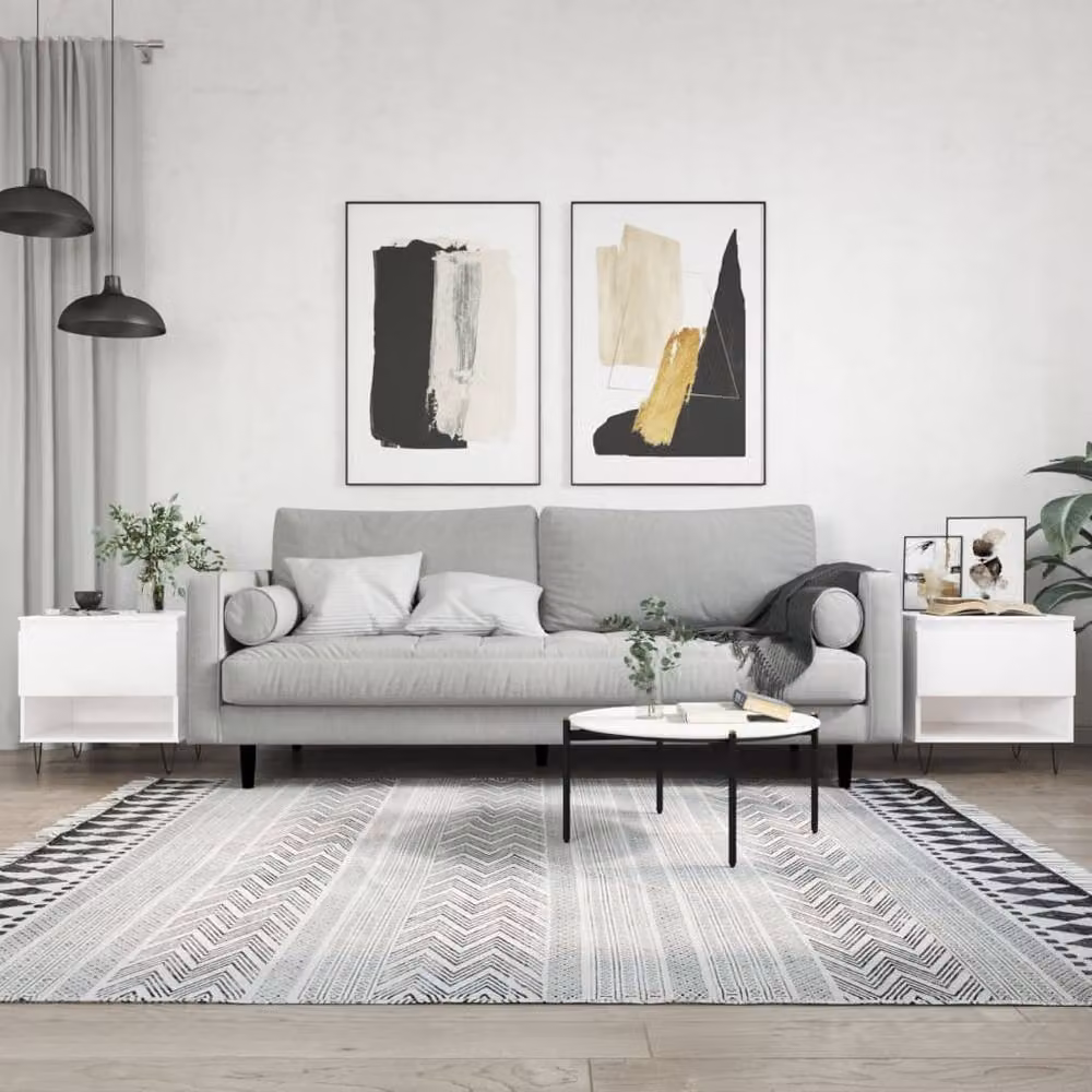 Berkfield Home Modern High Gloss White Coffee Table Set of 2, W/D/H: 50 x 46 x 50 cm – 2