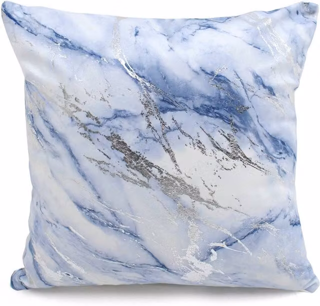 Velosso Blue Marble Foil Print Square Cushion with Removable Cover, W/D/H: 43 x 43 x 43 cm