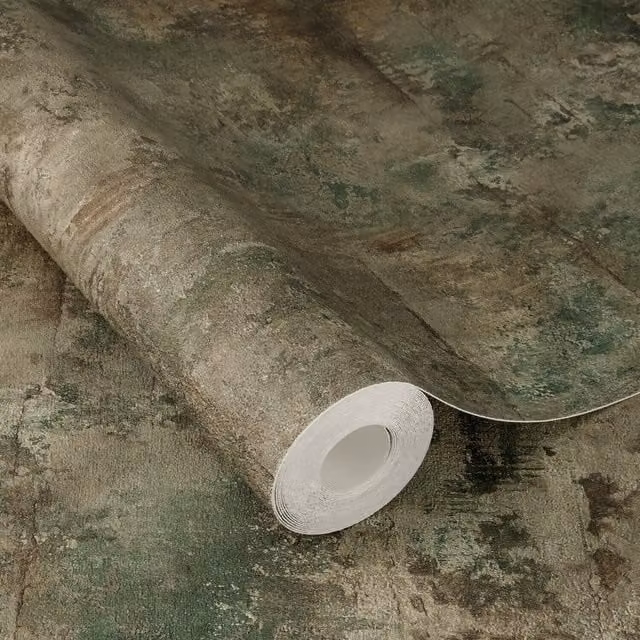 Atlas Rustic Industrial Stone Textured Peel and Stick Wallpaper, Matt, Brown