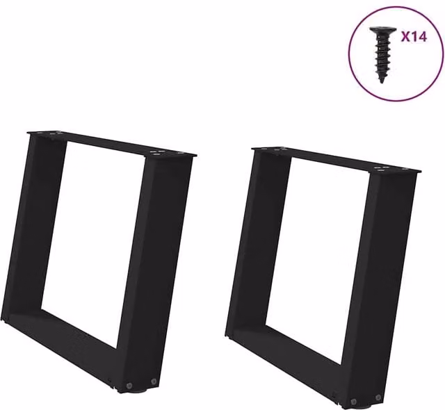Berkfield Home U-Shaped Coffee Table Legs, 2 Piece Black Steel Set, H: 60 cm, W: 42.5 cm – 1