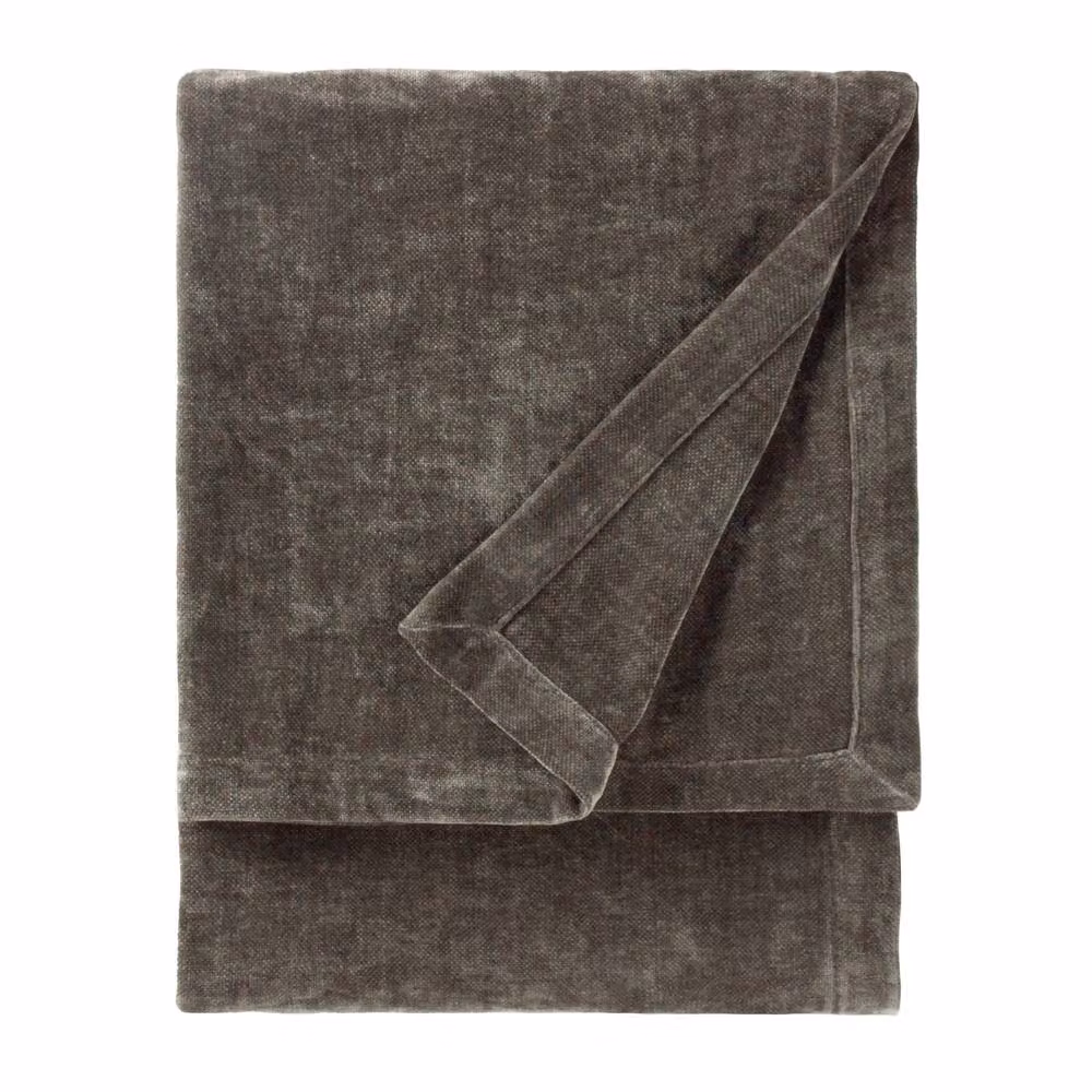 Yard Heavy Chenille Velvet Throw in Anthracite Grey, W: 130 cm, L: 180 cm – 2