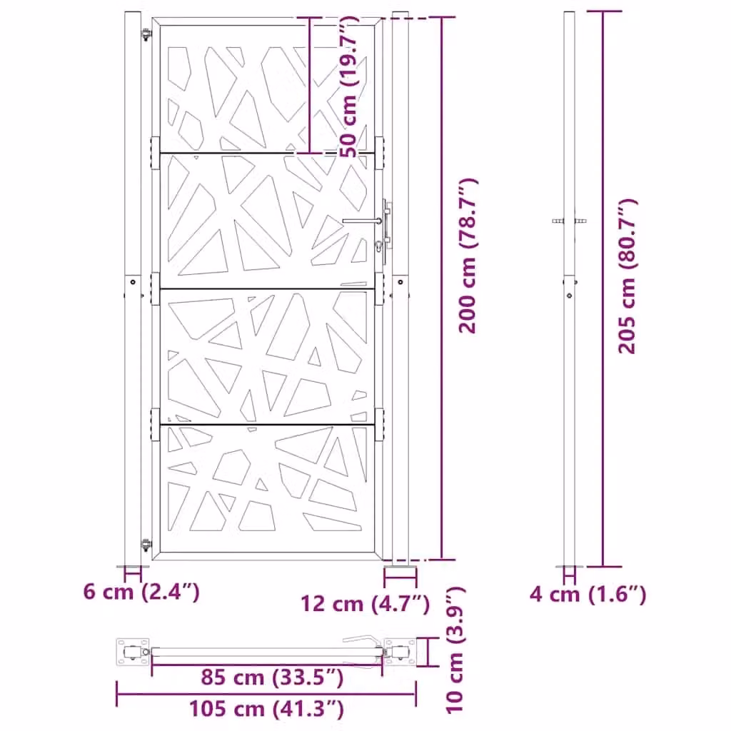 Berkfield Black Steel Garden Gate, W: 105 cm, H: 205 cm – 5