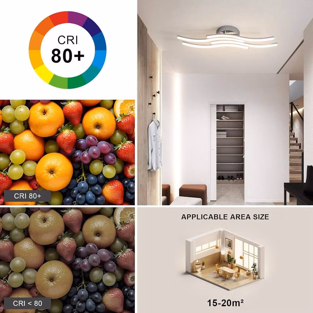 Goeco 24W LED Ceiling Light in Silver, 4500K Cool White – 3