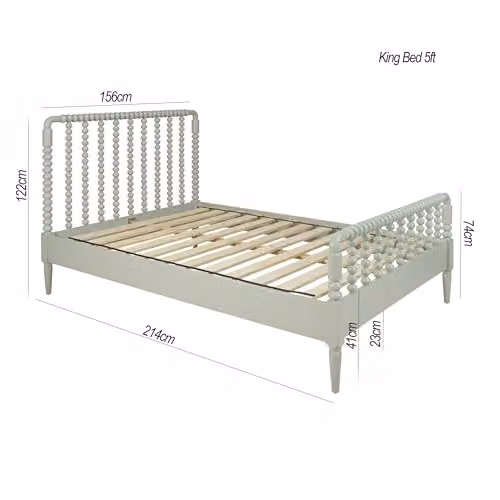 Statement Furniture Cromwell Wooden Bed Frame with Bobbin Design Headboard and Footboard in Green, W/D/H: 180 x 200 x 122 cm – 2