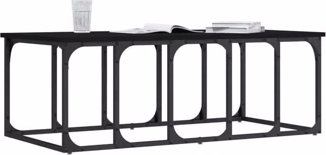 Berkfield Home Modern Black Rectangular Coffee Table, W/D/H: 100 x 50 x 35.5 cm