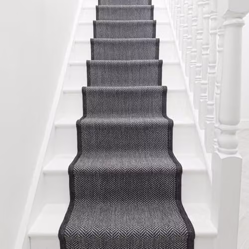 runrug Herringbone Flatweave Stair Runner Rug in Black, Blue or Grey – 2