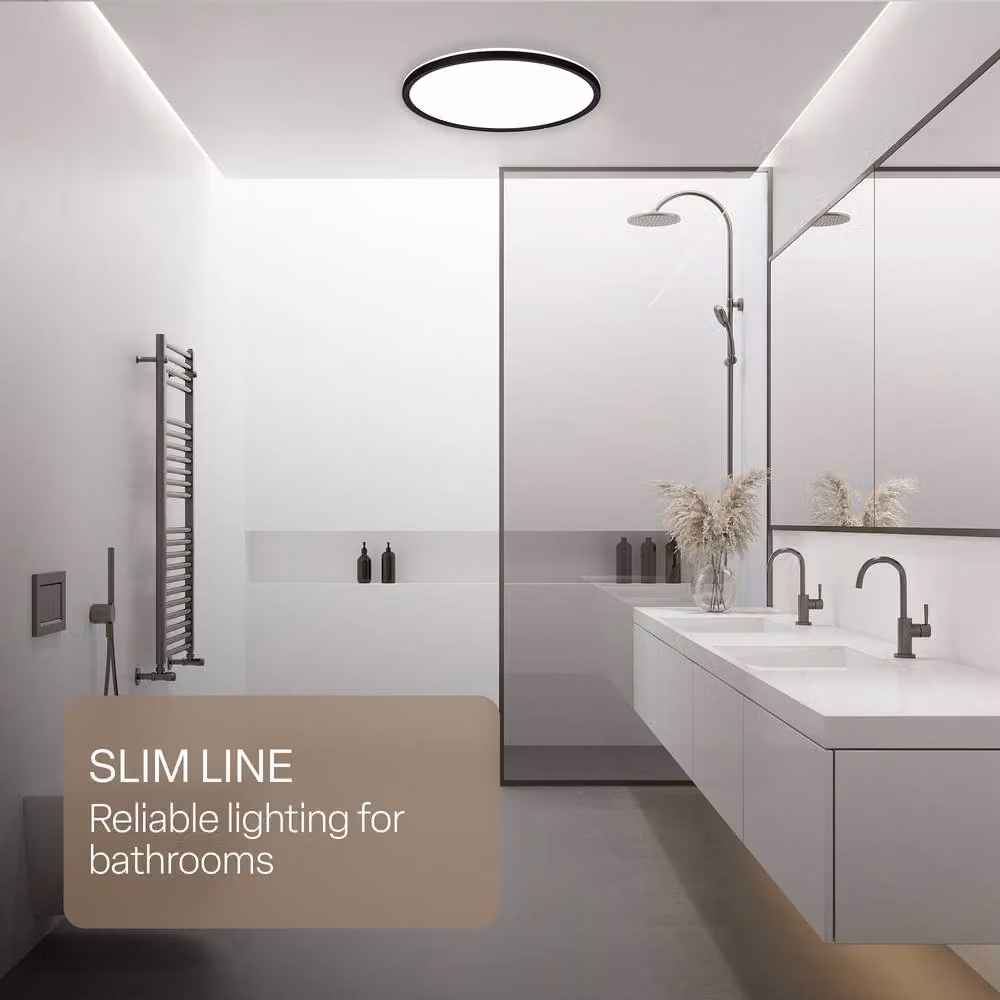 B.K.Licht Black Slim LED Ceiling Panel with Remote Control, Dimmable CCT, IP44, W/D/H: 42 x 42 x 3 cm – 4