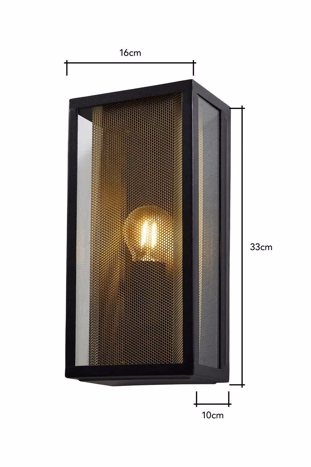 BHS Lighting Marco Industrial Outdoor Wall Light in Black and Gold/Brass – 3