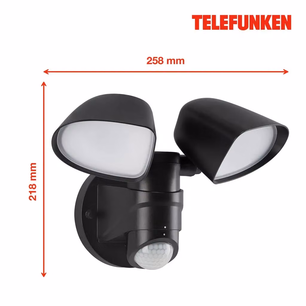 Telefunken Black LED Outdoor Wall Floodlight with Motion Sensor and Up/Down Lighting – 5