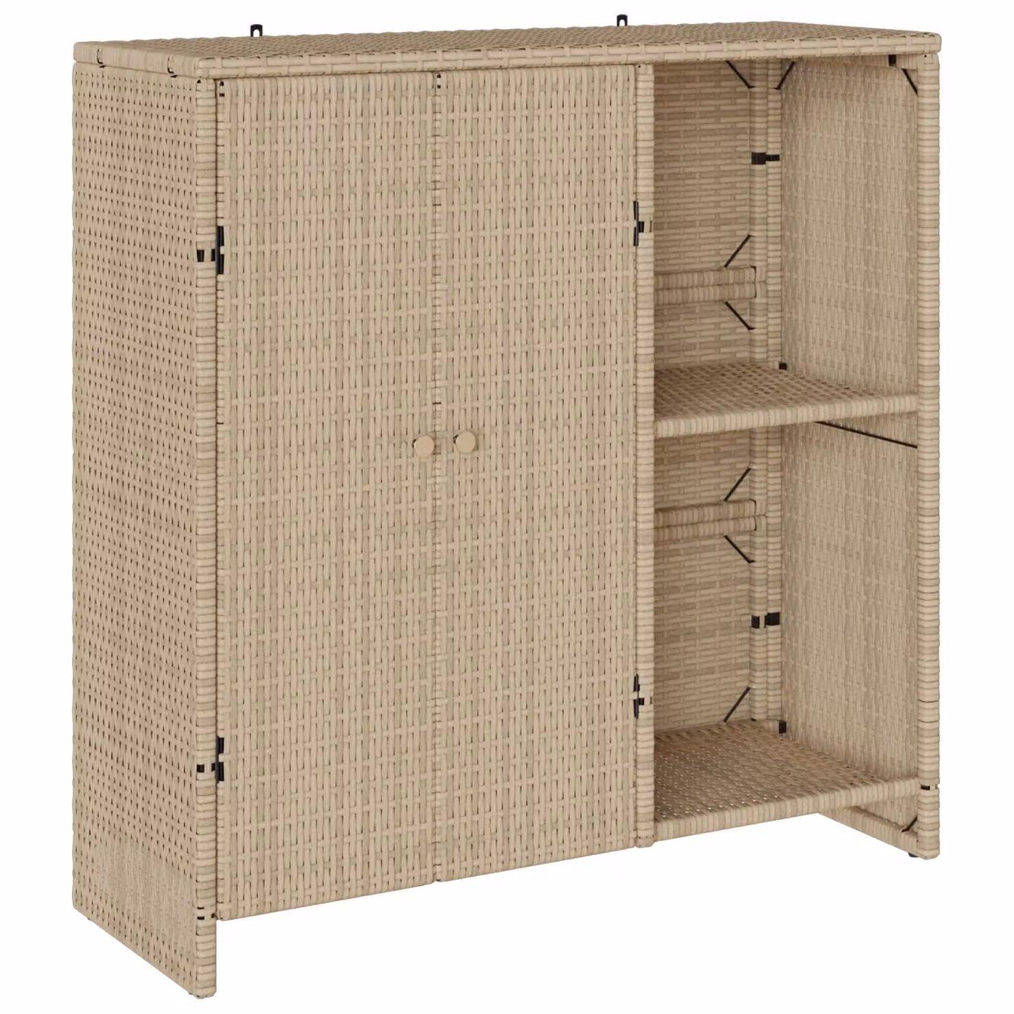 Berkfield Home Modern Beige Rattan Storage Cabinet with Sliding Doors, W/D/H: 100 x 36 x 102 cm – 2