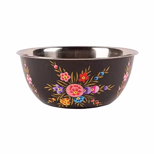 Billy Can Carbon Pansy Floral Stainless Steel Serving Bowl in Grey, 21.5 cm – 1