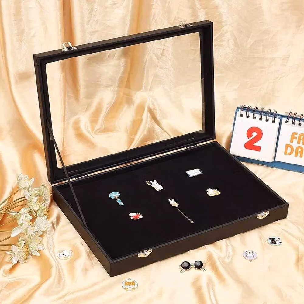 Kelvenix Black Medal, Pin and Jewellery Display Case with Glass and Enamel Details – 3