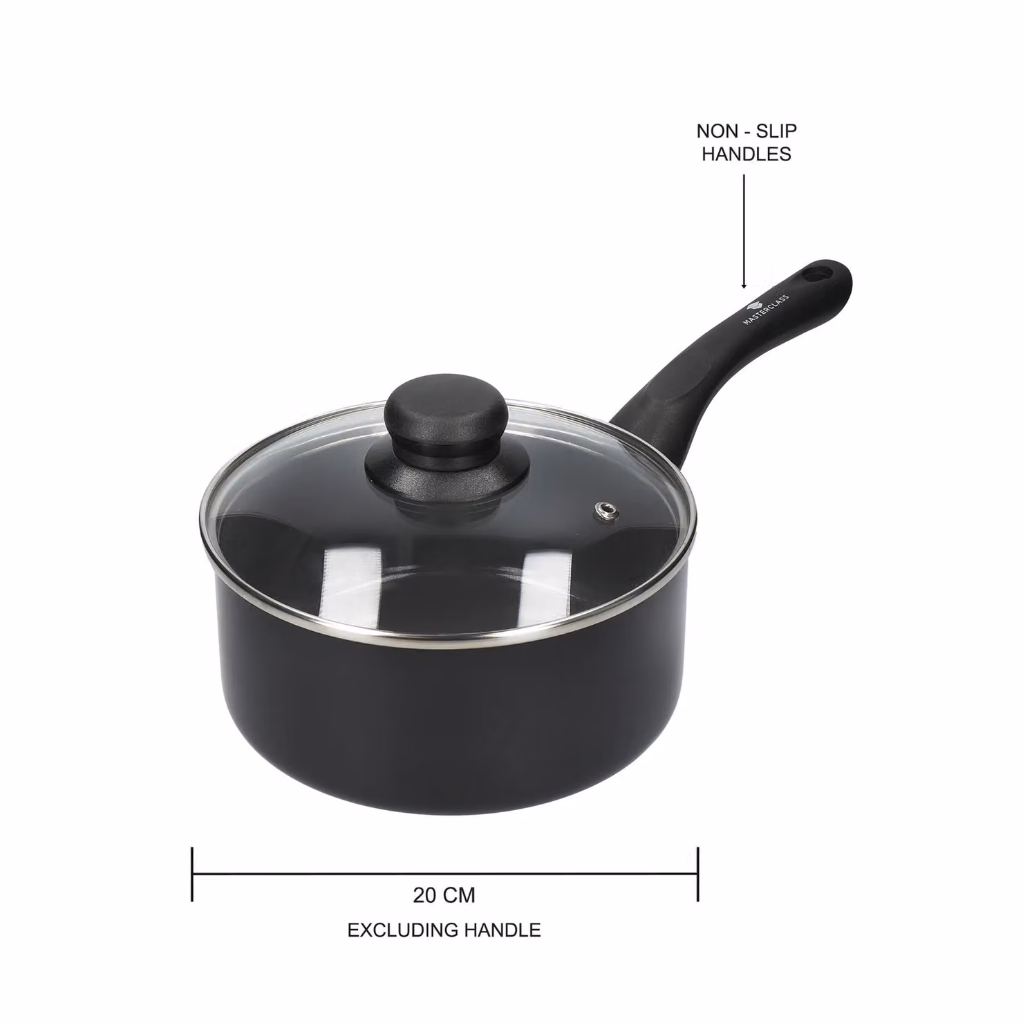 MasterClass Can-to-Pan 18cm Ceramic Non-Stick Aluminium Saucepan with Lid in Grey or Black – 6